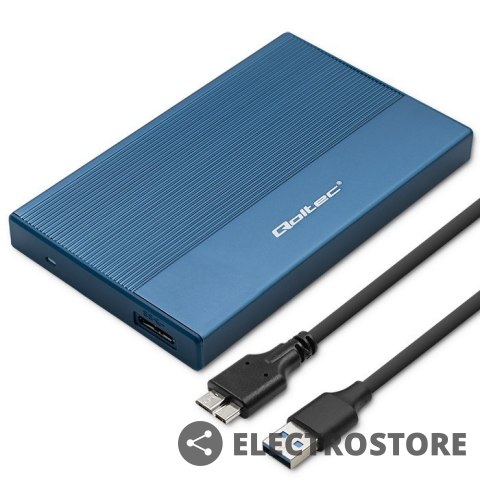 Qoltec Obudowa | Kieszeń na dysk SSD HDD 2.5" | SATA | USB 3.0 | Super speed 5Gb/s | 2TB | Niebieskia