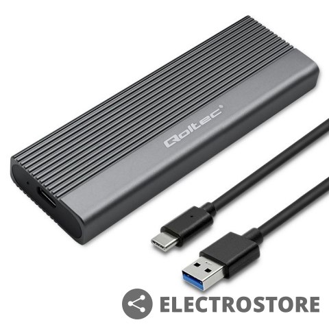 Qoltec Obudowa | kieszeń na dysk SSD M.2 | SATA | NGFF | USB-C | Super speed 6Gb/s | 2TB | Szara