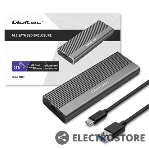 Qoltec Obudowa | kieszeń na dysk SSD M.2 | SATA | NGFF | USB-C | Super speed 6Gb/s | 2TB | Szara Qoltec Obudowa | kieszeń na dysk SSD M.2 | SATA | NGFF | USB-C | Super speed 6Gb/s | 2TB | Szara