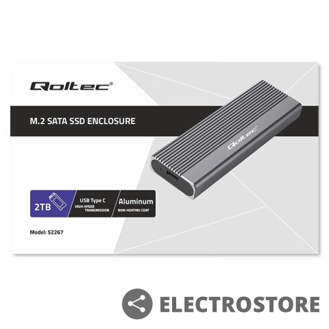 Qoltec Obudowa | kieszeń na dysk SSD M.2 | SATA | NGFF | USB-C | Super speed 6Gb/s | 2TB | Szara Qoltec Obudowa | kieszeń na dysk SSD M.2 | SATA | NGFF | USB-C | Super speed 6Gb/s | 2TB | Szara