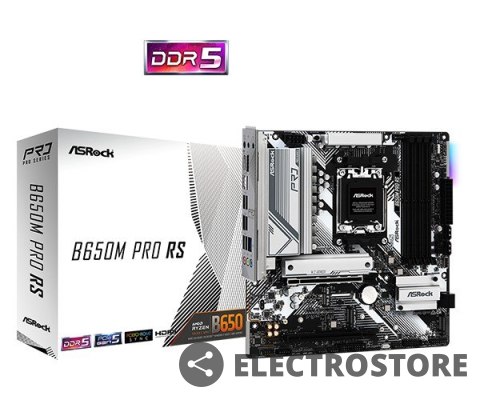 ASRock Płyta główna B650M PRO RS AM5 4DDR5 HDMI/DP mATX ASRock Płyta główna B650M PRO RS AM5 4DDR5 HDMI/DP mATX