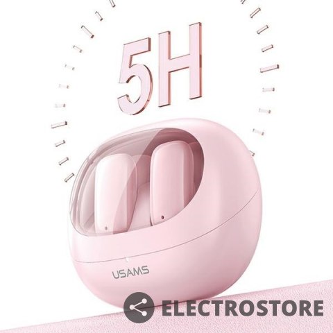 USAMS Słuchawki Bluetooth 5.3 TWS TD Series Rożowe USAMS Słuchawki Bluetooth 5.3 TWS TD Series Rożowe