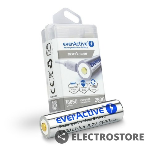 EverActive Akumulator 18650 3,7V Li-ion 2600 mAh micro USB