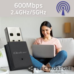 Qoltec Adapter bezprzewodowy Ultra szybki mini WiFi Standard AC | BT 4.0USB | 600Mbps