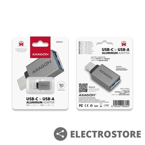 AXAGON RUCM-AFA Redukcja, USB 3.1 Type-C męska -> Type-A żeńska ALU