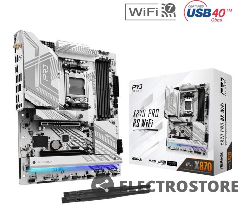 ASRock Płyta główna X870 PRO RS WIFI AM5 4DDR5 M.2 ATX ASRock Płyta główna X870 PRO RS WIFI AM5 4DDR5 M.2 ATX