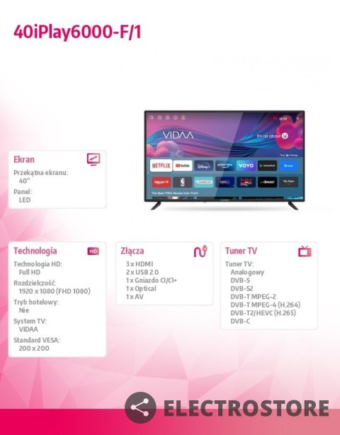 Allview Telewizor LED 40 cali 40iPlay6000-F/1 Allview Telewizor LED 40 cali 40iPlay6000-F/1