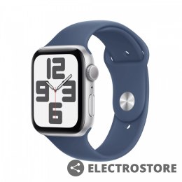 Apple Watch SE GPS, koperta 40 mm z aluminium w kolorze srebrnym z paskiem sportowy w kolorze denim - rozmiar M/L