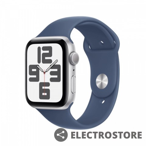 Apple Watch SE GPS, koperta 40 mm z aluminium w kolorze srebrnym z paskiem sportowy w kolorze denim - rozmiar S/M