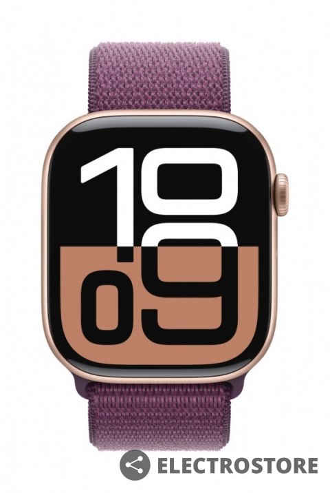 Apple Watch Series 10 GPS, koperta 42 mm z aluminium w kolorze różowego złota z opaską sportową w kolorze dojrzałej śliwki Apple Watch Series 10 GPS, koperta 42 mm z aluminium w kolorze różowego złota z opaską sportową w kolorze dojrzałej śliwki