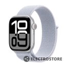 Apple Watch Series 10 GPS, koperta 42 mm z aluminium w kolorze srebrnym z opaską sportową w kolorze błękitnego obłoku