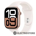 Apple Watch Series 10 GPS, koperta 46 mm z aluminium w kolorze różowego złota z paskiem sportowym w kolorze łagodnego różu - rozmiar M