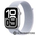 Apple Watch Series 10 GPS, koperta 46 mm z aluminium w kolorze srebrnym z opaską sportową w kolorze błękitnego obłoku