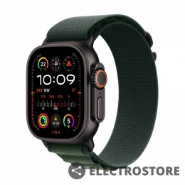 Apple Watch Ultra 2 GPS + Cellular, koperta 49 mm z tytanu w kolorze czarnym z opaską Alpine M w kolorze ciemnozielonym