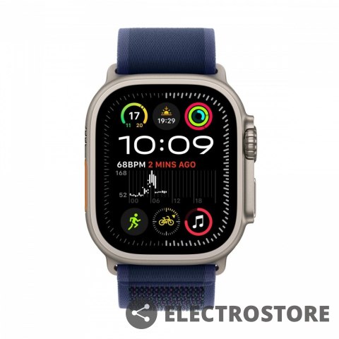 Apple Watch Ultra 2 GPS + Cellular, koperta 49 mm z tytanu w kolorze naturalnym z opaską Trial S/M w kolorze niebieskim Apple Watch Ultra 2 GPS + Cellular, koperta 49 mm z tytanu w kolorze naturalnym z opaską Trial S/M w kolorze niebieskim