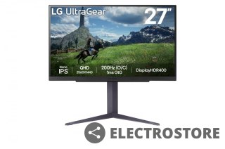 LG Electronics Monitor 27 cali 27GS85Q-B QHD UltraGear IPS 180 Hz (O/C 200Hz), 1ms, 400cd, HDMI, DP, USB, Pivot, HAS