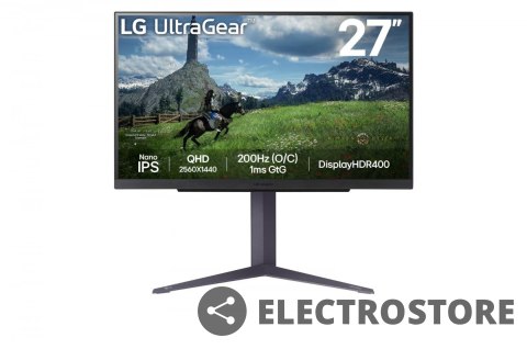 LG Electronics Monitor 27 cali 27GS85Q-B QHD UltraGear 100Hz, 1ms, 400cd, HDMI, DP, USB, Pivot, HAS