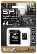 Silicon Power Karta pamięci microSDXC High Endurance 64GB V30 UHS-1 U3 A1 24/7 + ADAPTER microSD-SD