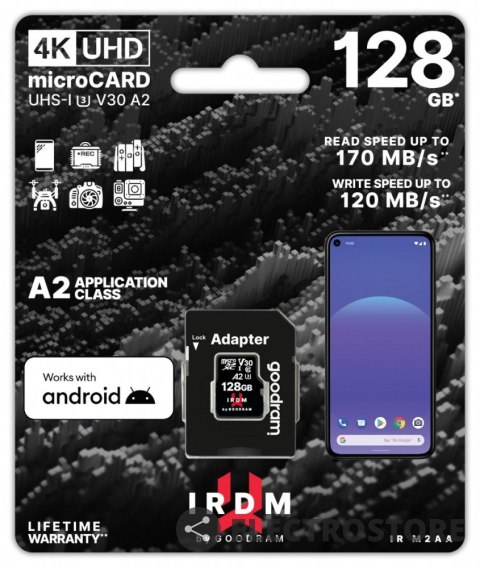 GOODRAM Karta pamięci microSD IRDM 128GB UHS-I U3 A2 + adapter