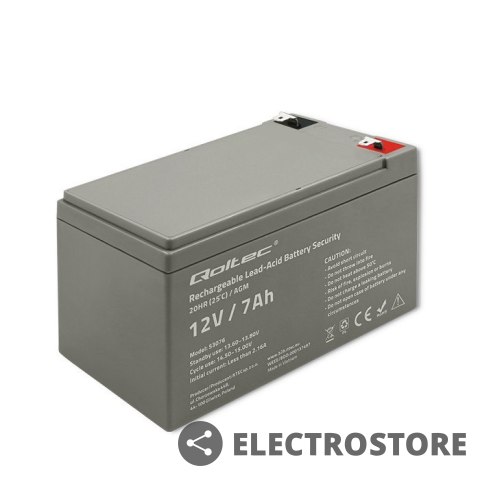 Qoltec Akumulator AGM | 12V | 7Ah | max. 105A | Security Qoltec Akumulator AGM | 12V | 7Ah | max. 105A | Security