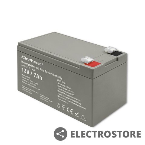 Qoltec Akumulator AGM | 12V | 7Ah | max. 105A | Security Qoltec Akumulator AGM | 12V | 7Ah | max. 105A | Security