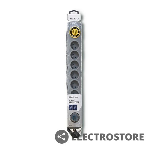 Qoltec Listwa antyprzepięciowa Quick Switch, 8 gniazd, 1,8m, szara Qoltec Listwa antyprzepięciowa Quick Switch, 8 gniazd, 1,8m, szara