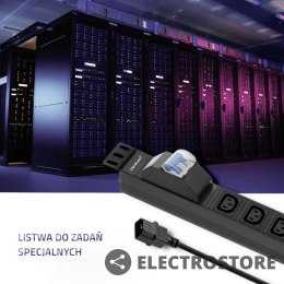 Qoltec Listwa zasilająca do Rack 19cali | circuit breaker | 1U | 10A | PDU | 8xIEC C13 | 2m