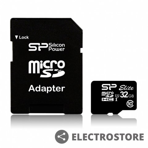 Silicon Power Karta pamięci microSDHC 32GB CL10/UHS-1 100/80 MB/s Elite + adapter