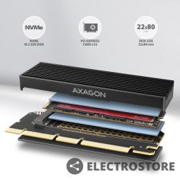 AXAGON PCEM2-XS Adapter wewnętrzny PCIe x16, M.2 NVMe, chłodnica