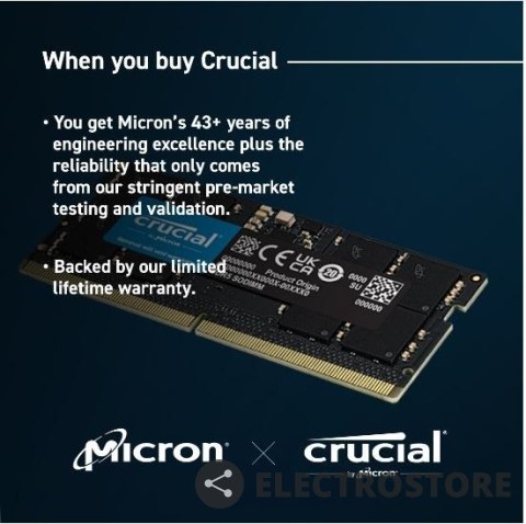 Crucial Pamięć do notebooka DDR5 SODIMM 64GB(2*32) /5600 CL46 (16Gbit) Crucial Pamięć do notebooka DDR5 SODIMM 64GB(2*32) /5600 CL46 (16Gbit)