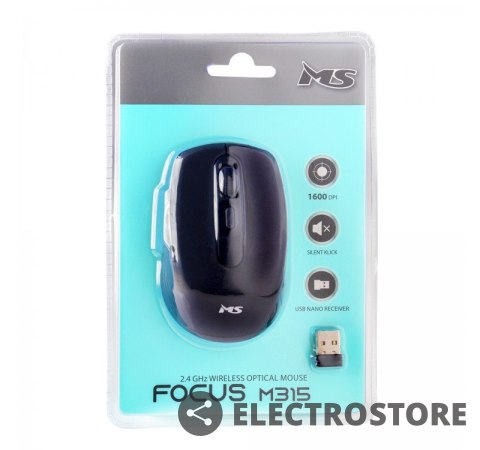 MS Mysz bezprzewodowa silent click Focus M315 1600 DPI czarna MS Mysz bezprzewodowa silent click Focus M315 1600 DPI czarna