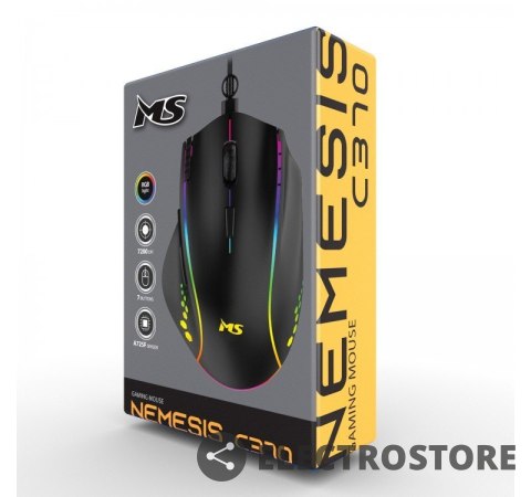 MS Mysz gamingowa przewodowa Nemesis C370 7200 DPI 7P RGB LED czarna MS Mysz gamingowa przewodowa Nemesis C370 7200 DPI 7P RGB LED czarna