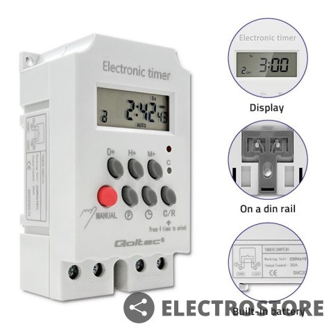 Qoltec Elektroczniczny programator czasowy na szynę DIN PC0629 Qoltec Elektroczniczny programator czasowy na szynę DIN PC0629
