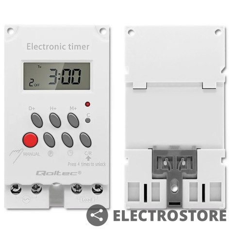 Qoltec Elektroczniczny programator czasowy na szynę DIN PC0629 Qoltec Elektroczniczny programator czasowy na szynę DIN PC0629
