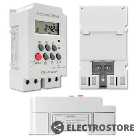 Qoltec Elektroczniczny programator czasowy na szynę DIN PC0629 Qoltec Elektroczniczny programator czasowy na szynę DIN PC0629