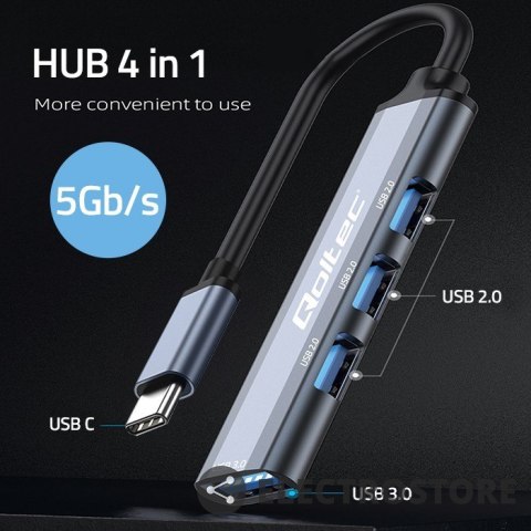 Qoltec HUB adapter USB-C 3.1 4w1 | USB 3.0 | 3x USB 2.0 Qoltec HUB adapter USB-C 3.1 4w1 | USB 3.0 | 3x USB 2.0