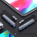 Qoltec HUB adapter USB-C 3.1 5w1 | USB-C PD | USB-C | 2x USB 2.0 | USB 3.0