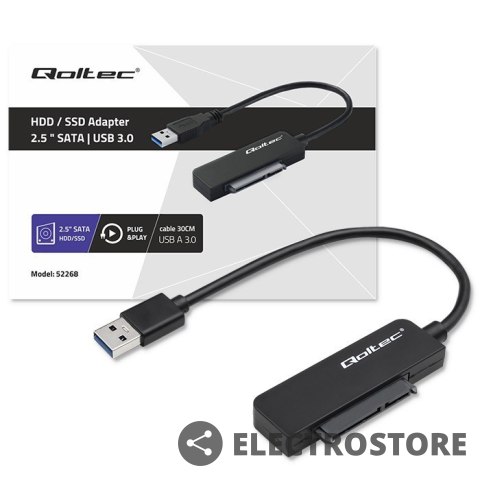Qoltec Adapter SATA | Przejściówka na dysk SSD HDD 2.5" | USB 3.0 | Super speed 5Gb/s | 2TB Qoltec Adapter SATA | Przejściówka na dysk SSD HDD 2.5" | USB 3.0 | Super speed 5Gb/s | 2TB