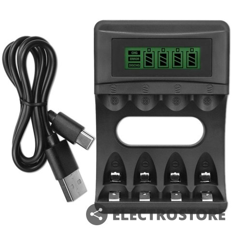 Qoltec Ładowarka do akumulatorków Ni-MH typu R03/AAA R6/AA | 1800mA Qoltec Ładowarka do akumulatorków Ni-MH typu R03/AAA R6/AA | 1800mA