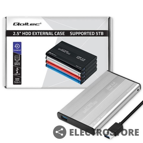 Qoltec Obudowa | kieszeń do dysków HDD SSD 2.5" SATA3 | USB 3.0 | Srebrna Qoltec Obudowa | kieszeń do dysków HDD SSD 2.5" SATA3 | USB 3.0 | Srebrna