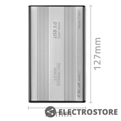 Qoltec Obudowa | kieszeń do dysków HDD SSD 2.5" SATA3 | USB 3.0 | Srebrna Qoltec Obudowa | kieszeń do dysków HDD SSD 2.5" SATA3 | USB 3.0 | Srebrna