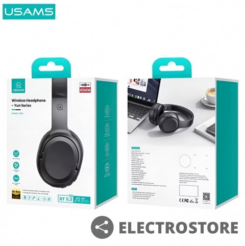 USAMS Słuchawki Bluetooth 5.3 nauszne Yun Series YG23 Czarne USAMS Słuchawki Bluetooth 5.3 nauszne Yun Series YG23 Czarne
