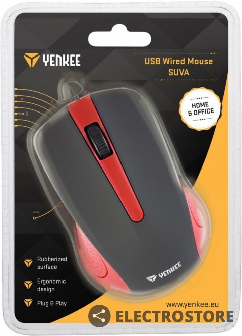 YENKEE Mysz przewodowa USB 3 przyciski, gumowana powierzchnia YENKEE Mysz przewodowa USB 3 przyciski, gumowana powierzchnia
