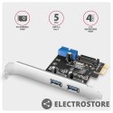 AXAGON PCEU-232RS Kontroler PCIe 2+2x port USB 3.2 GEN 1, UASP, SP & LP 15-pin SATA zasilacz