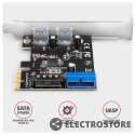 AXAGON PCEU-232RS Kontroler PCIe 2+2x port USB 3.2 GEN 1, UASP, SP & LP 15-pin SATA zasilacz