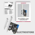 AXAGON PCEU-232RS Kontroler PCIe 2+2x port USB 3.2 GEN 1, UASP, SP & LP 15-pin SATA zasilacz