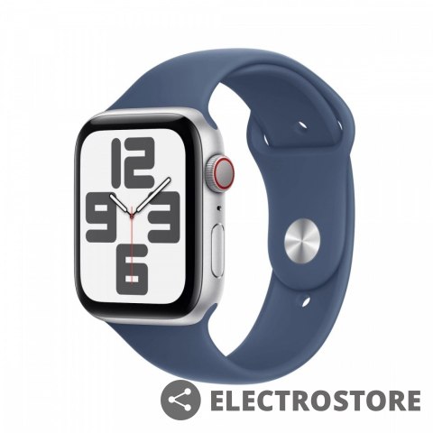 Apple Watch SE GPS + Cellular, koperta 40 mm z aluminium w kolorze srebrnym z paskiem sportowym w kolorze denim - rozmiar S/M