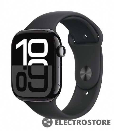 Apple Watch Series 10 GPS + Cellular, koperta 46 mm z aluminium w kolorze onyksu z paskiem sportowym w kolorze czarnym - rozmiar M/L