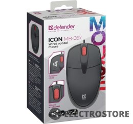 Defender Mysz przewodowa silent click ICON MB-057 1000 DPI Czarna