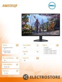 Dell Monitor AW2725QF 27.0 cali NVIDIA G-Sync Compatible IPS Dual-Resolution/4K 180Hz/FHD 360Hz/16:9/DP/HDMI/USBC/USB/3Y